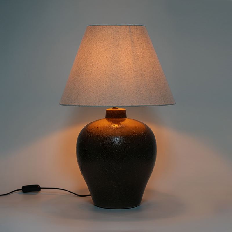 Jar gốm retro Đèn bàn cạnh giường ngủ kiểu Trung Quốc mới